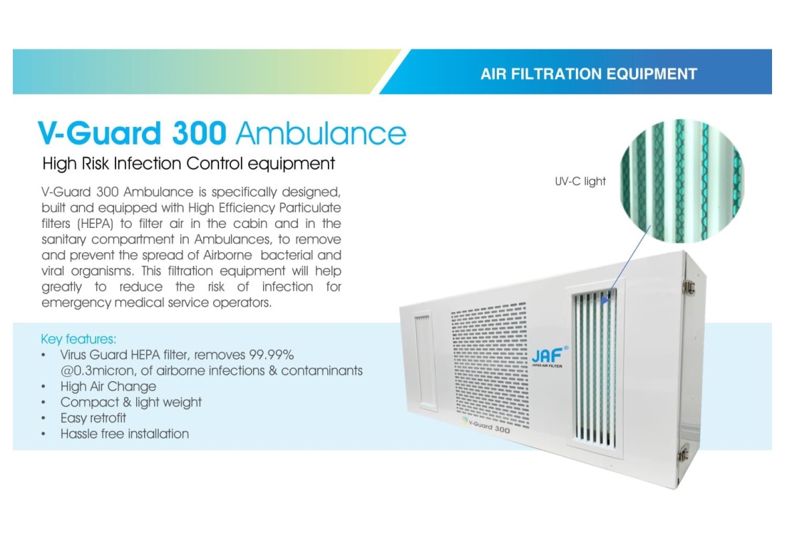 Air Purifier Ambulance, V-Guard 300 Japan Air Filter